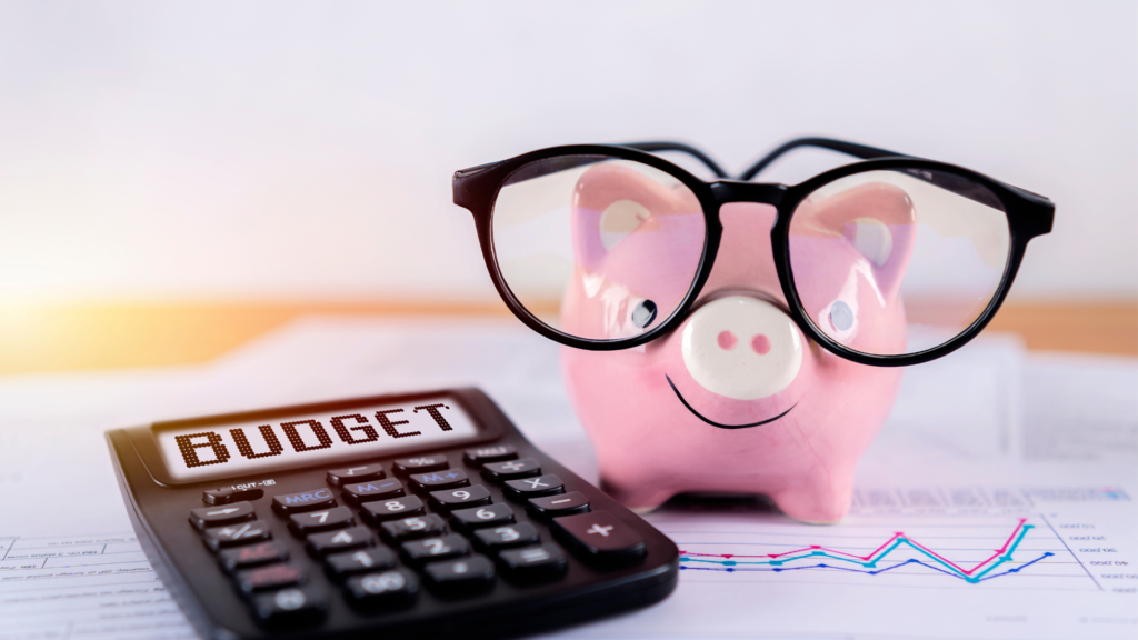 calculator and piggybank